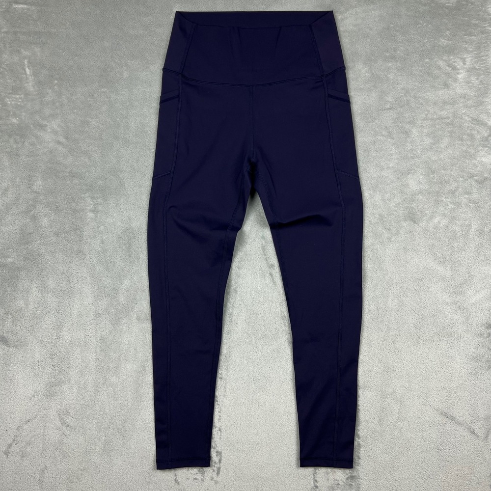 Zyia Active Navy Blue Nylon High Waisted Pocket Leggings Sz 6-8 Activewear Crop